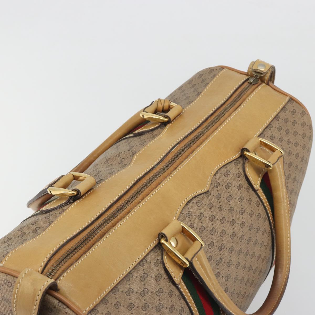 GUCCI Micro GG Web Sherry Line Boston Bag PVC Beige 58 012 534 40 Auth gh2316A
