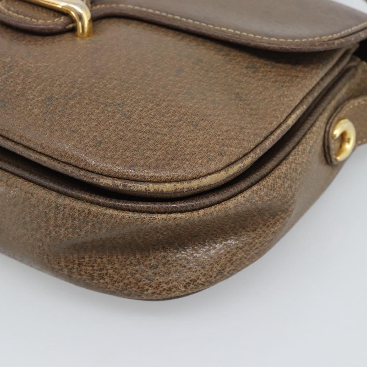 GUCCI Shoulder Bag Leather Brown Gold Tone 48 001 3969 Auth gh2319