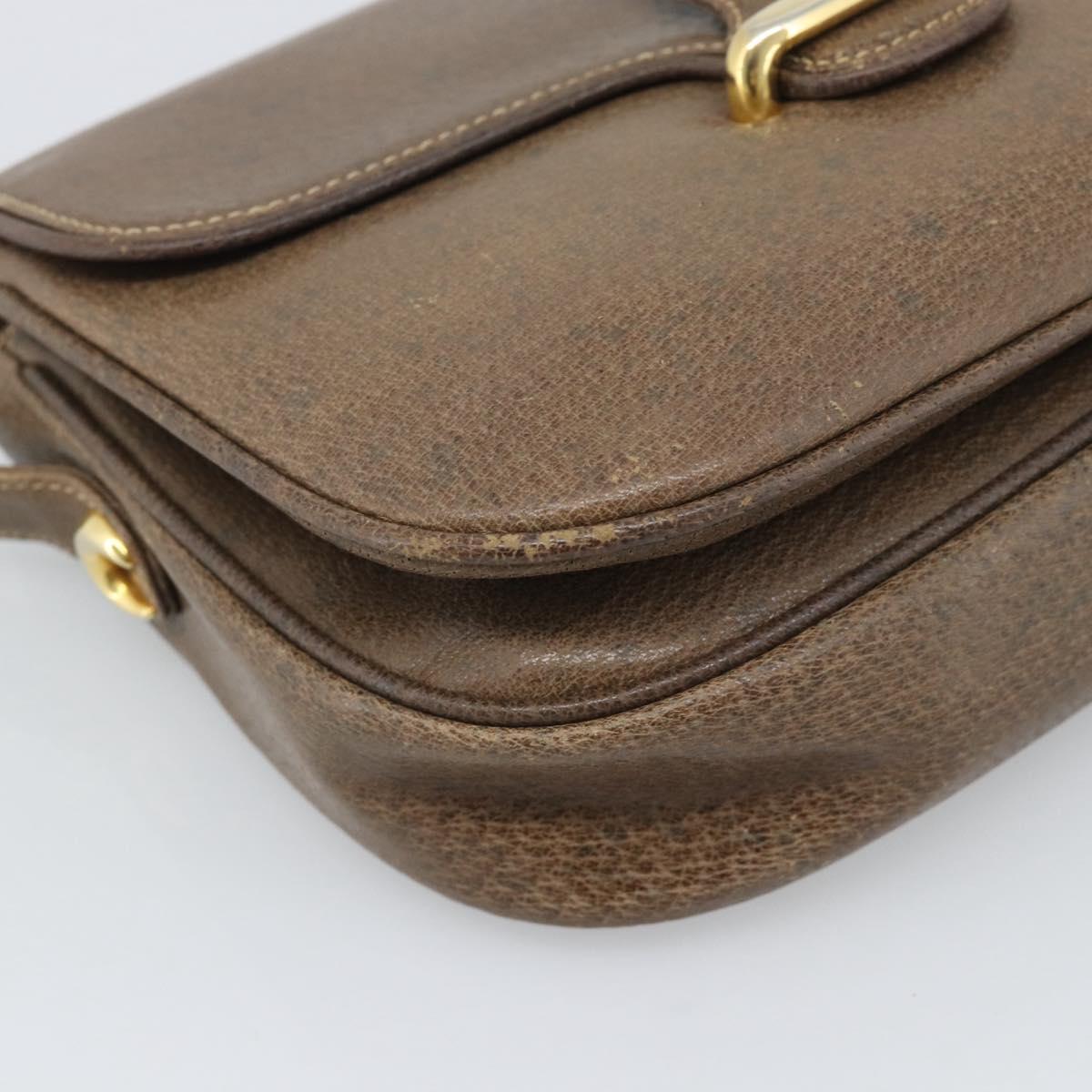 GUCCI Shoulder Bag Leather Brown Gold Tone 48 001 3969 Auth gh2319