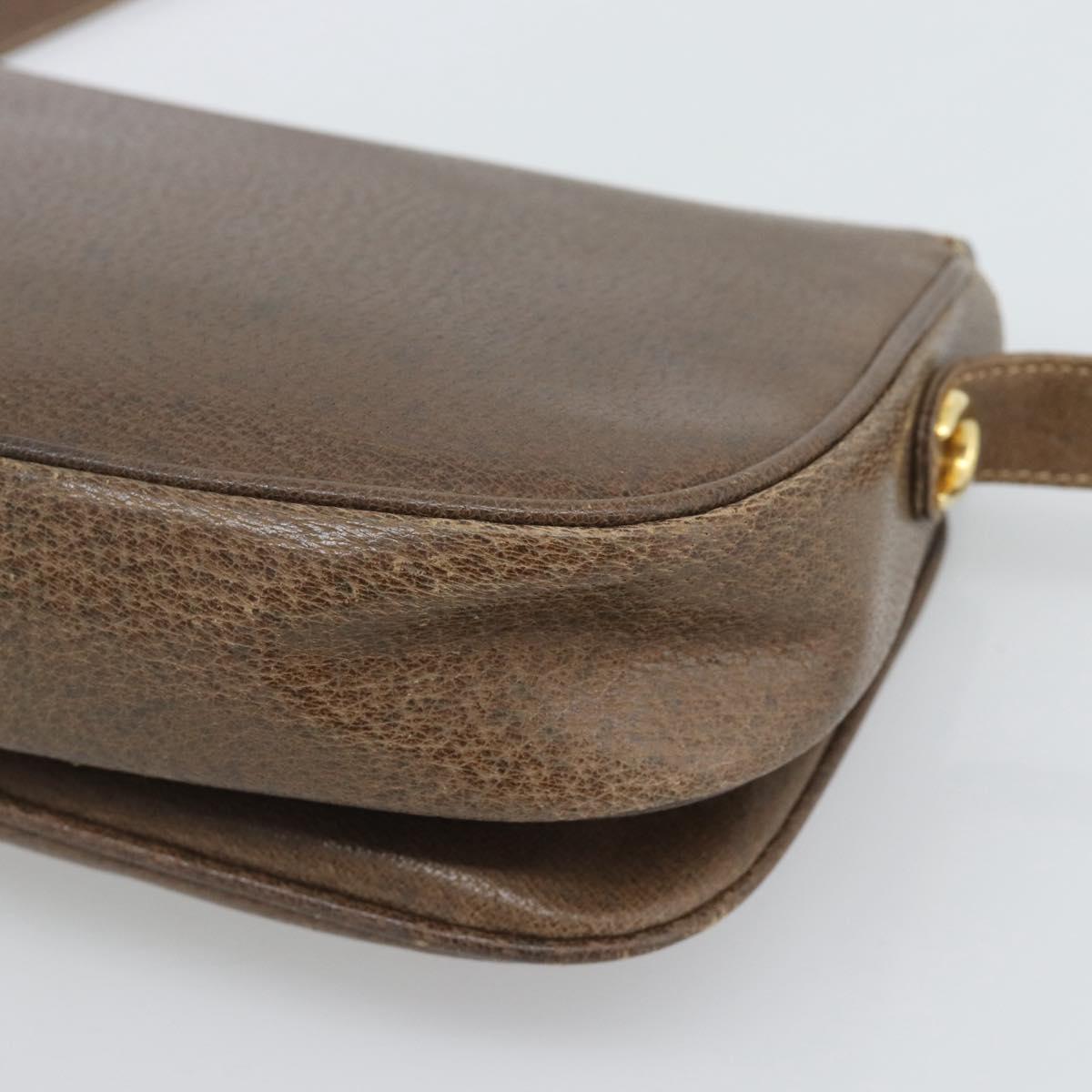 GUCCI Shoulder Bag Leather Brown Gold Tone 48 001 3969 Auth gh2319