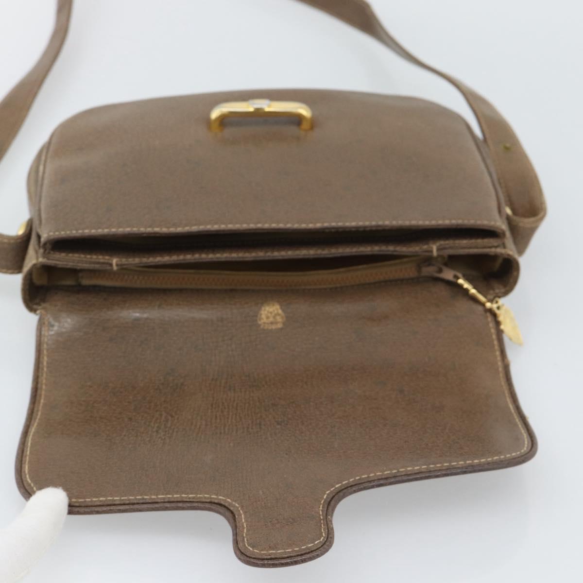 GUCCI Shoulder Bag Leather Brown Gold Tone 48 001 3969 Auth gh2319