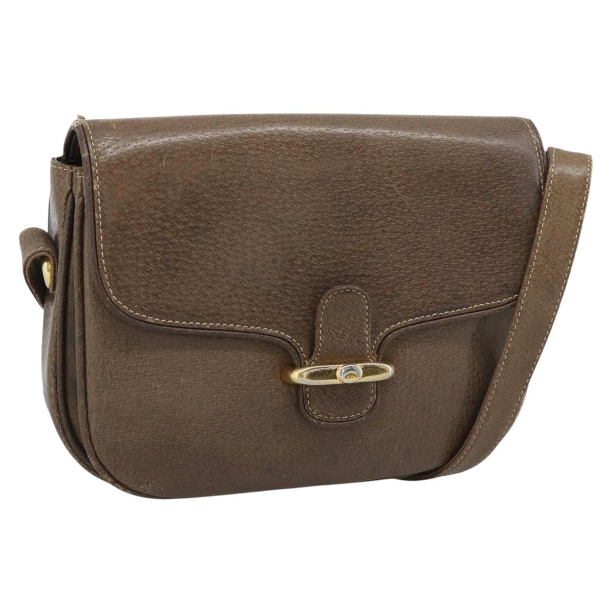 GUCCI Shoulder Bag Leather Brown Gold Tone 48 001 3969 Auth gh2319