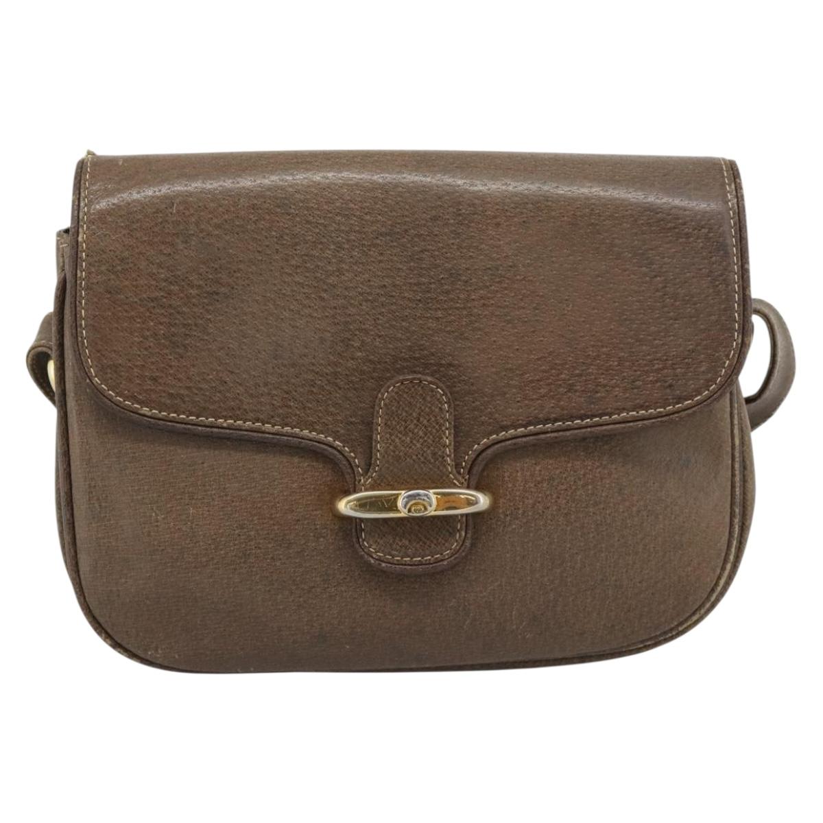 GUCCI Shoulder Bag Leather Brown Gold Tone 48 001 3969 Auth gh2319