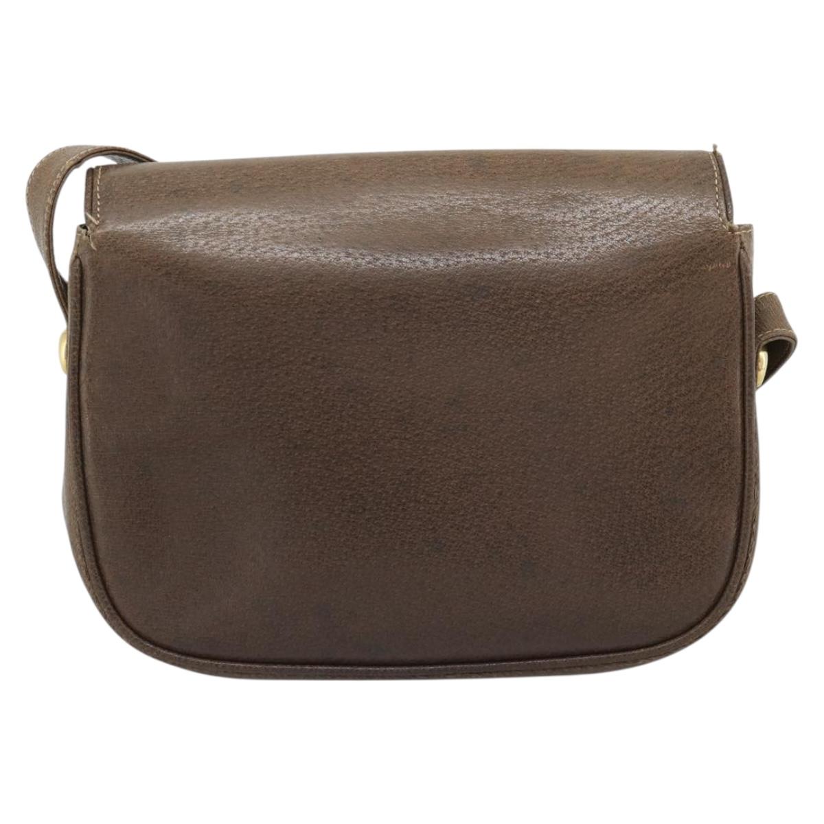 GUCCI Shoulder Bag Leather Brown Gold Tone 48 001 3969 Auth gh2319