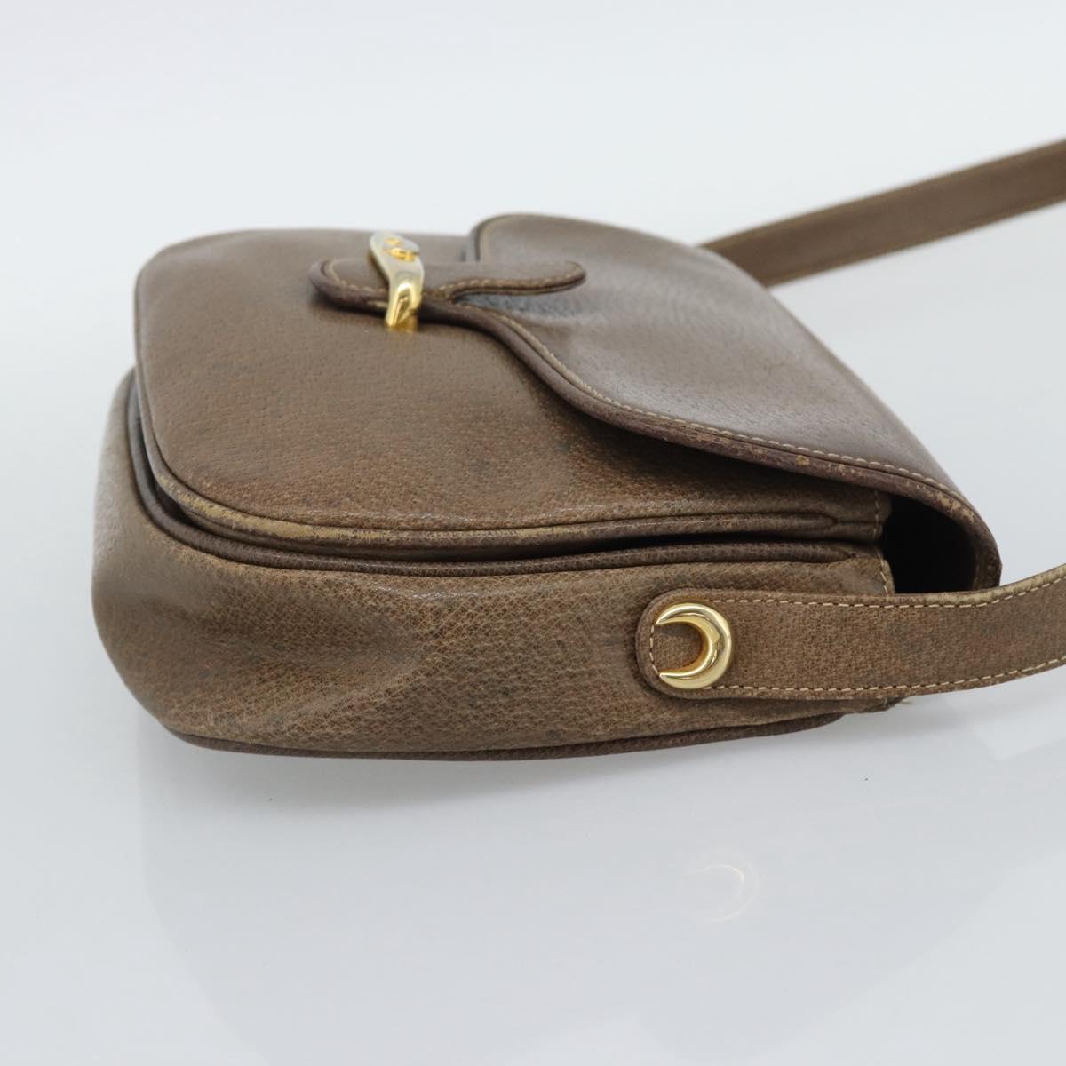 GUCCI Shoulder Bag Leather Brown Gold Tone 48 001 3969 Auth gh2319