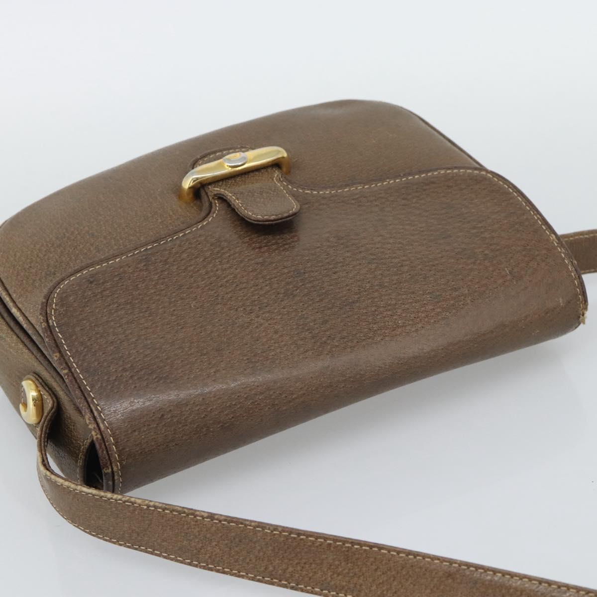 GUCCI Shoulder Bag Leather Brown Gold Tone 48 001 3969 Auth gh2319