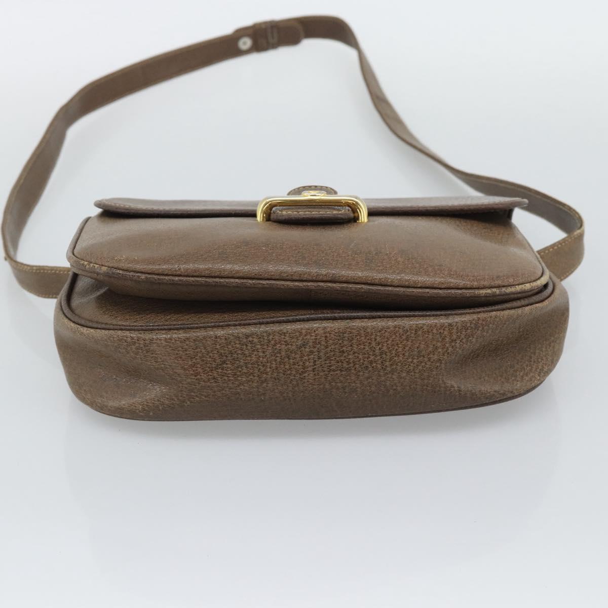 GUCCI Shoulder Bag Leather Brown Gold Tone 48 001 3969 Auth gh2319