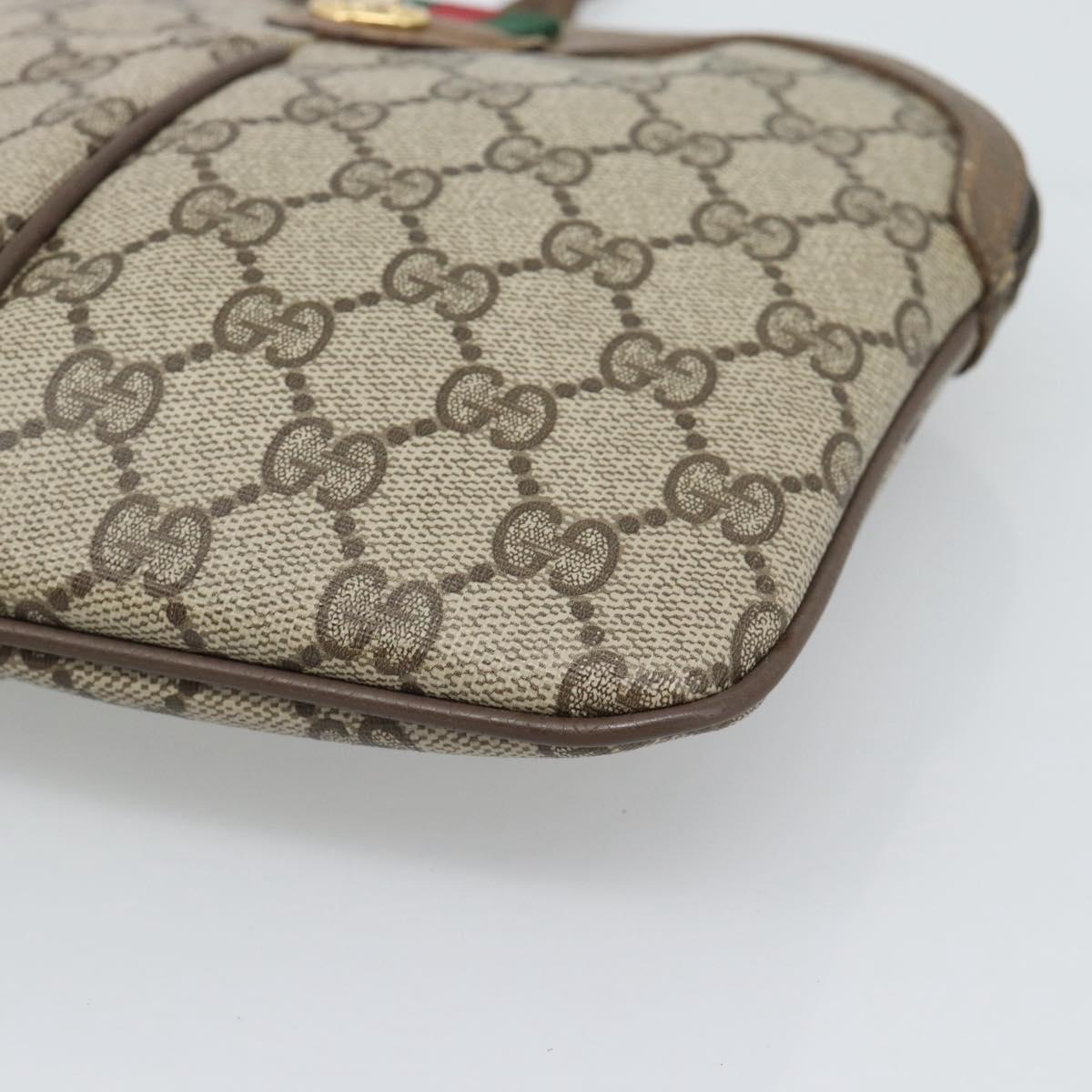 GUCCI GG Supreme Shoulder Bag PVC Leather Beige Gold Tone 904 02 047 Auth gh2320