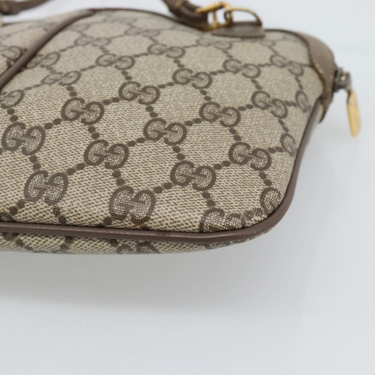 GUCCI GG Supreme Shoulder Bag PVC Leather Beige Gold Tone 904 02 047 Auth gh2320