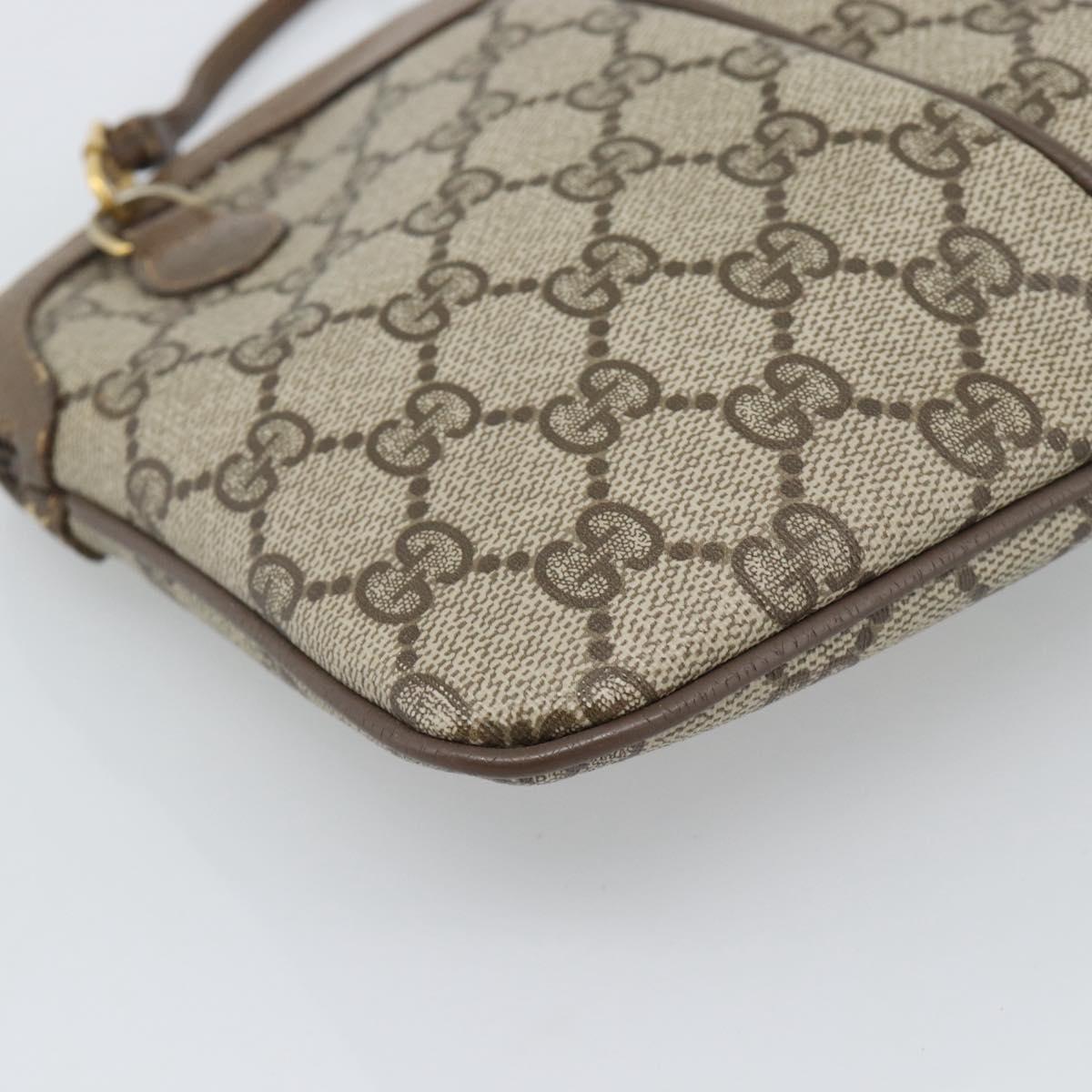 GUCCI GG Supreme Shoulder Bag PVC Leather Beige Gold Tone 904 02 047 Auth gh2320