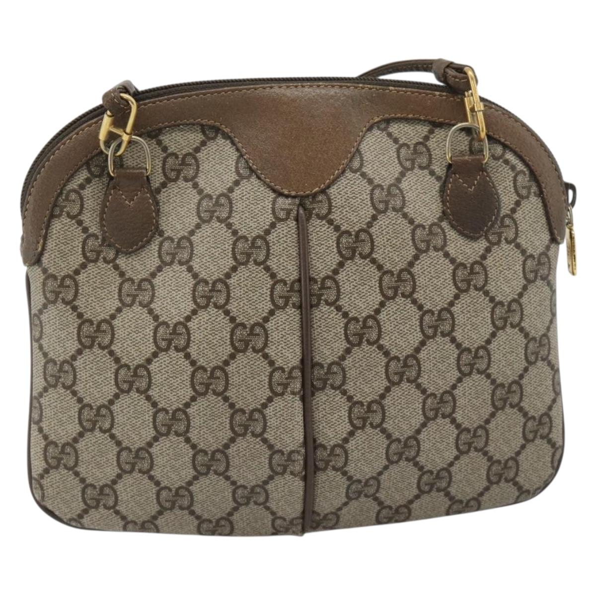 GUCCI GG Supreme Shoulder Bag PVC Leather Beige Gold Tone 904 02 047 Auth gh2320