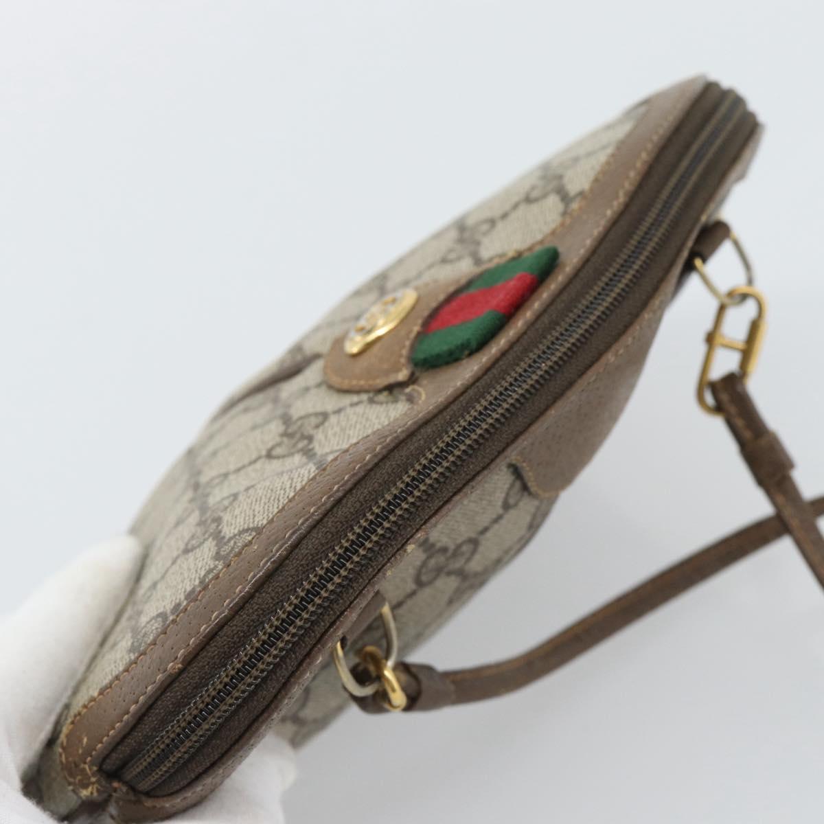 GUCCI GG Supreme Shoulder Bag PVC Leather Beige Gold Tone 904 02 047 Auth gh2320