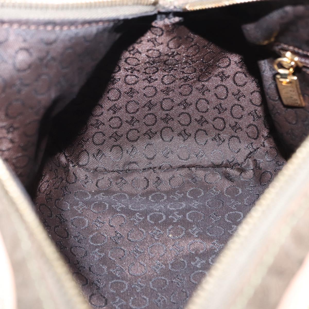 CELINE C Macadam Hand Bag Suede Green Gold Tone Auth gh2322A