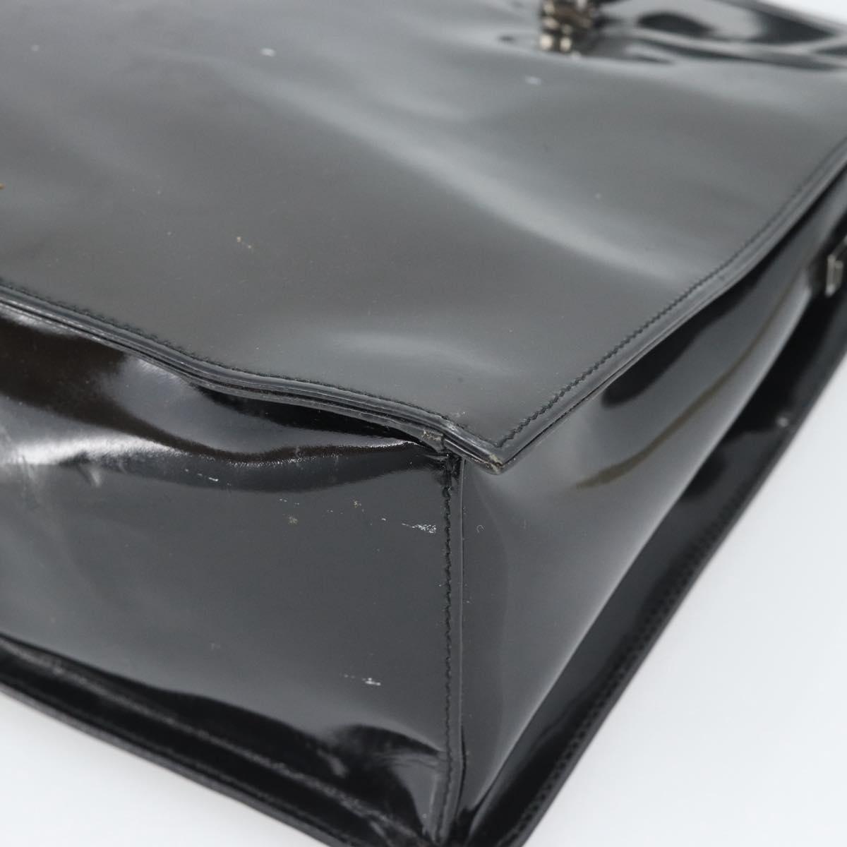 GUCCI Tote Bag Patent Black Silver 001 3264 Auth gh2325