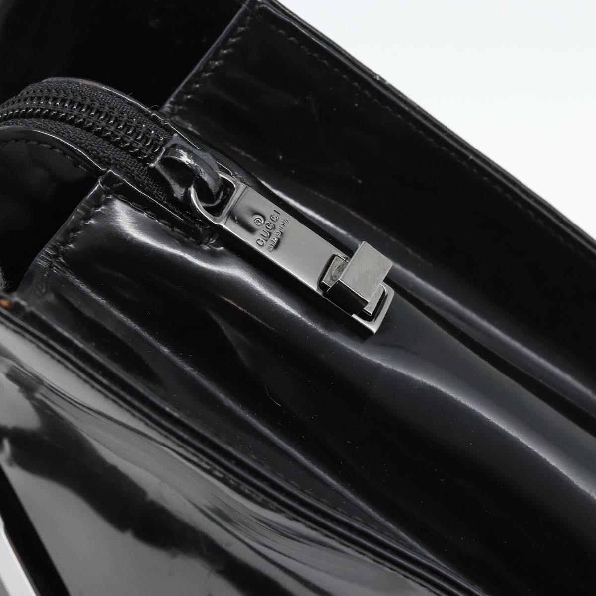 GUCCI Tote Bag Patent Black Silver 001 3264 Auth gh2325