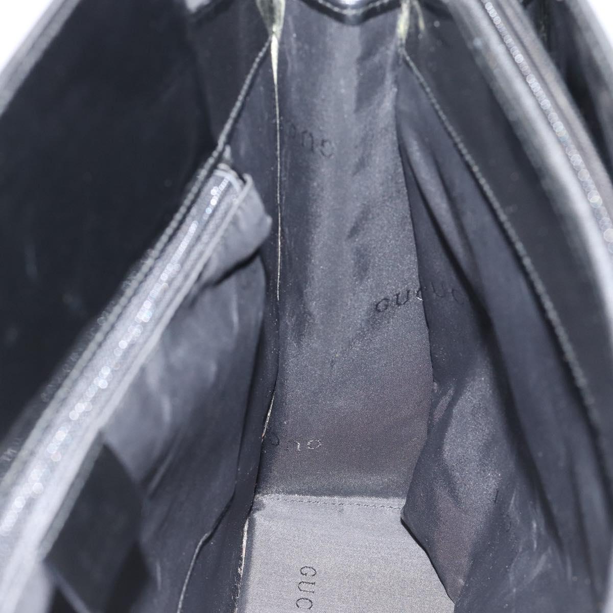 GUCCI Tote Bag Patent Black Silver 001 3264 Auth gh2325