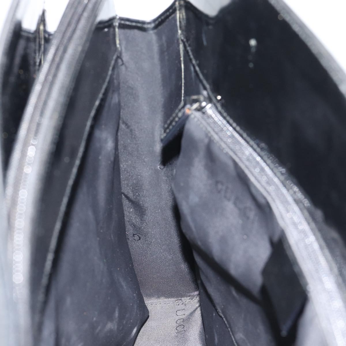 GUCCI Tote Bag Patent Black Silver 001 3264 Auth gh2325