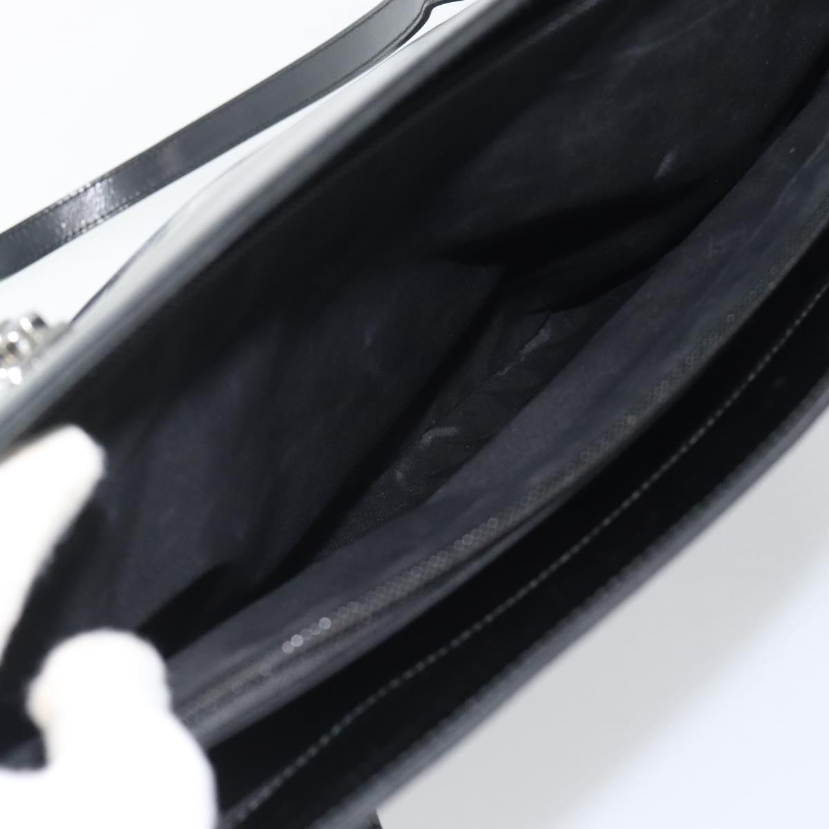 GUCCI Tote Bag Patent Black Silver 001 3264 Auth gh2325
