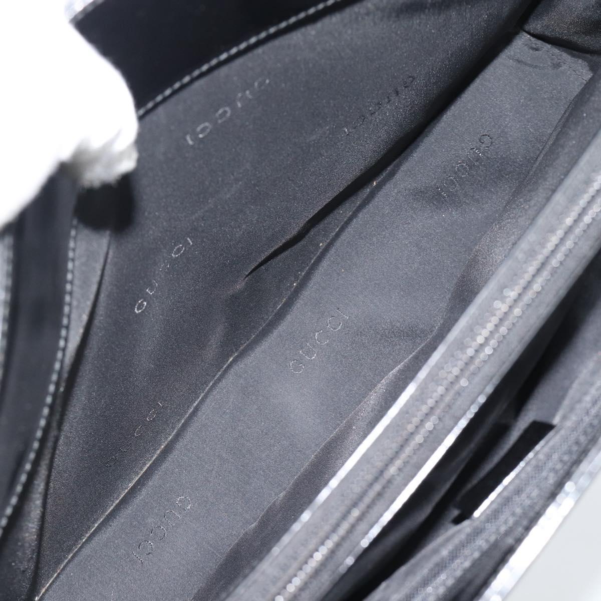 GUCCI Tote Bag Patent Black Silver 001 3264 Auth gh2325