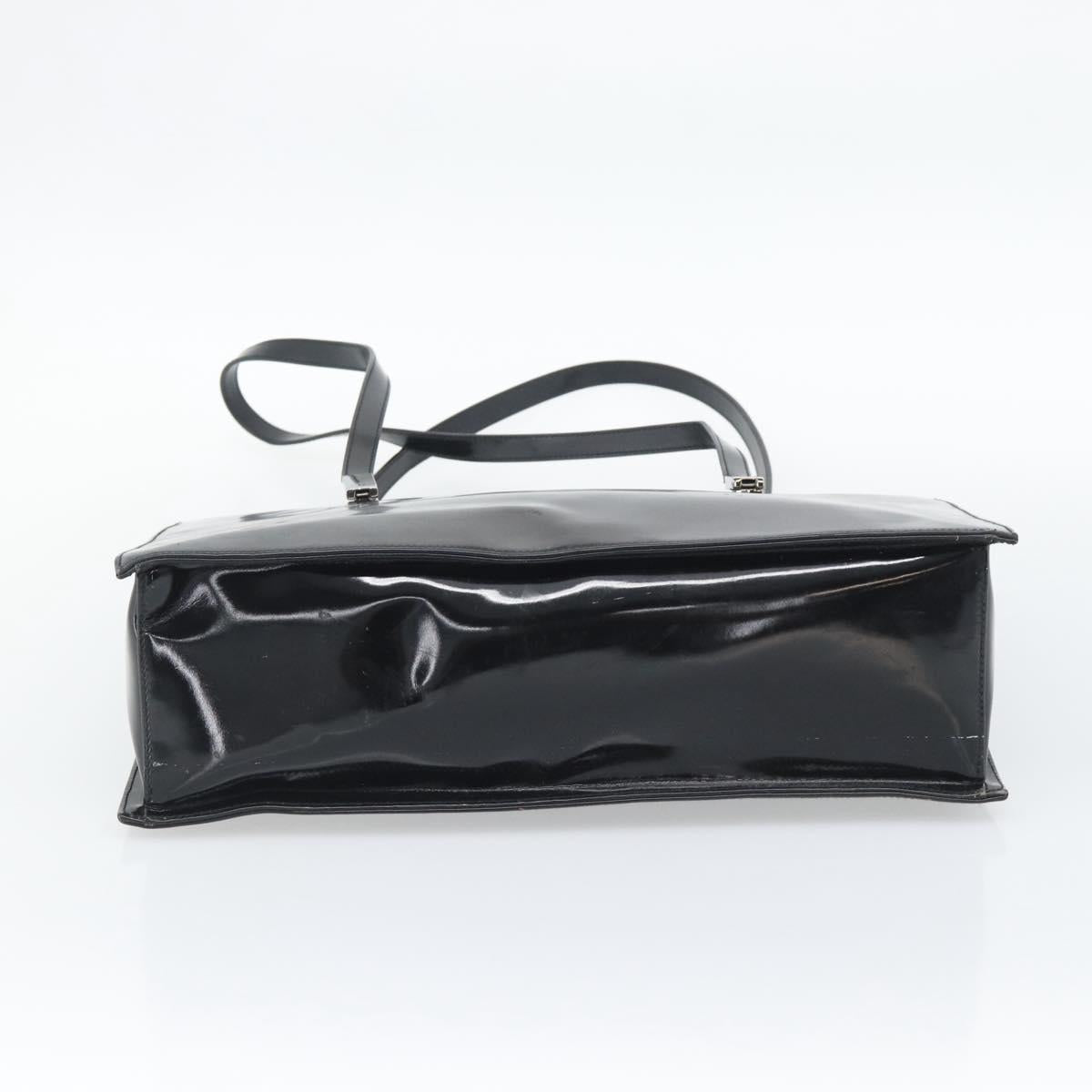 GUCCI Tote Bag Patent Black Silver 001 3264 Auth gh2325