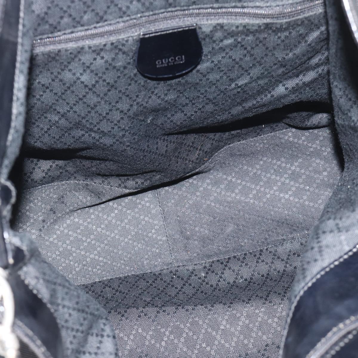 GUCCI Bamboo Hand Bag Nylon 2way Black Silver 001 1705 1577 Auth gh2326