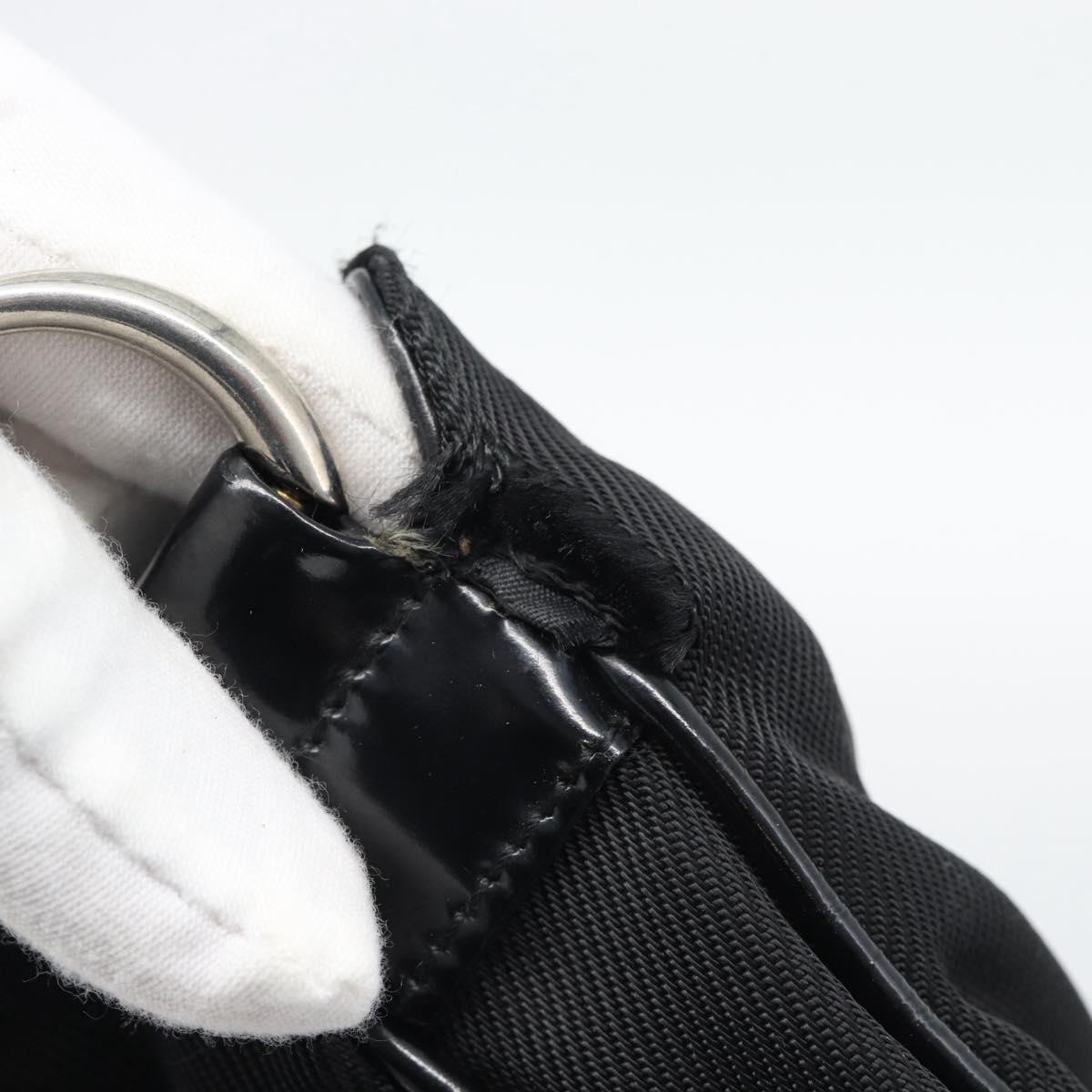 GUCCI Bamboo Hand Bag Nylon 2way Black Silver 001 1705 1577 Auth gh2326