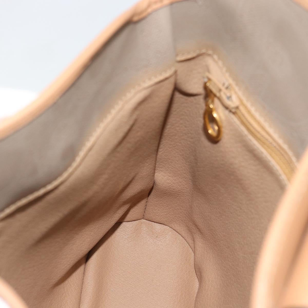 Christian Dior Shoulder Bag PVC Leather Beige Gold Tone Auth gh2327