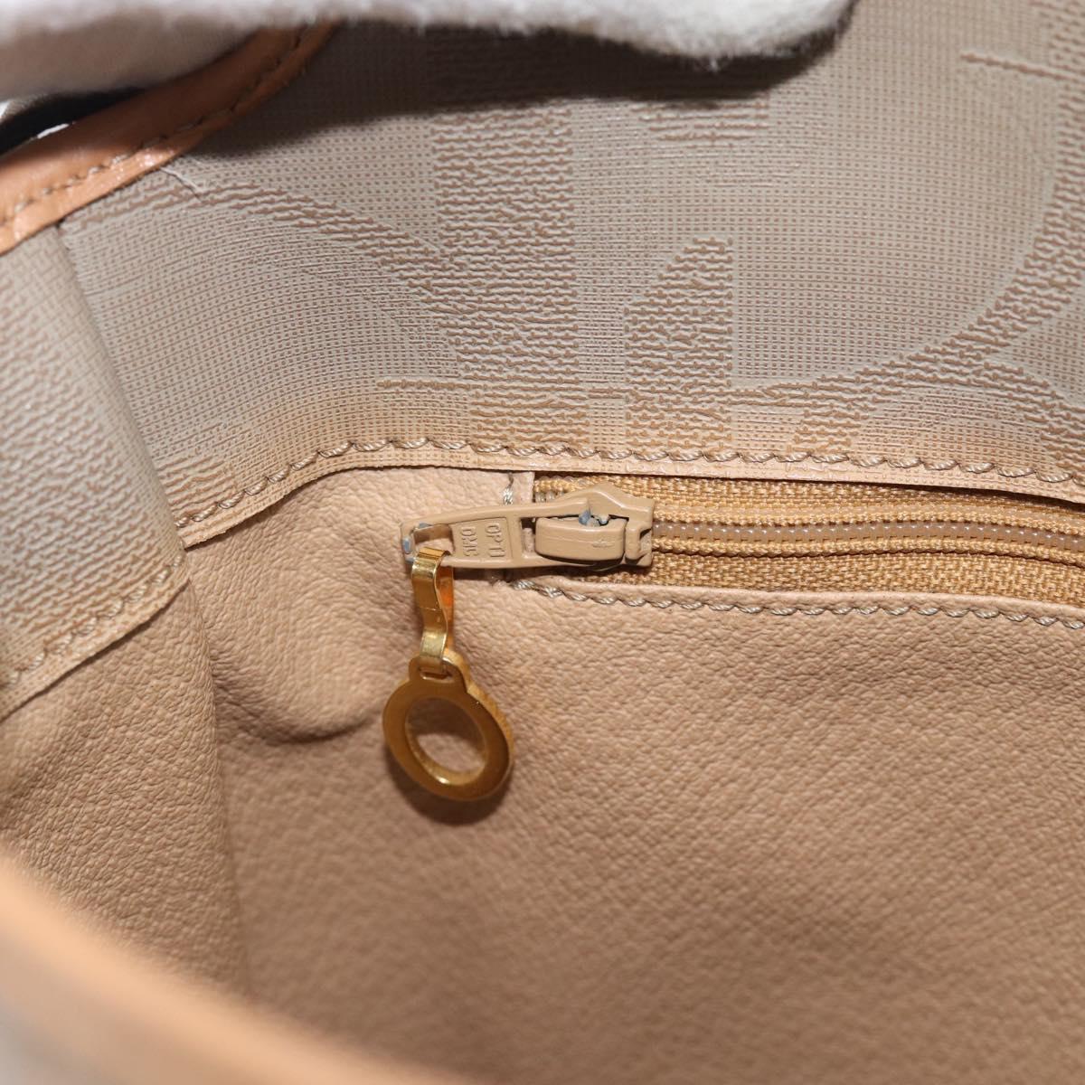 Christian Dior Shoulder Bag PVC Leather Beige Gold Tone Auth gh2327