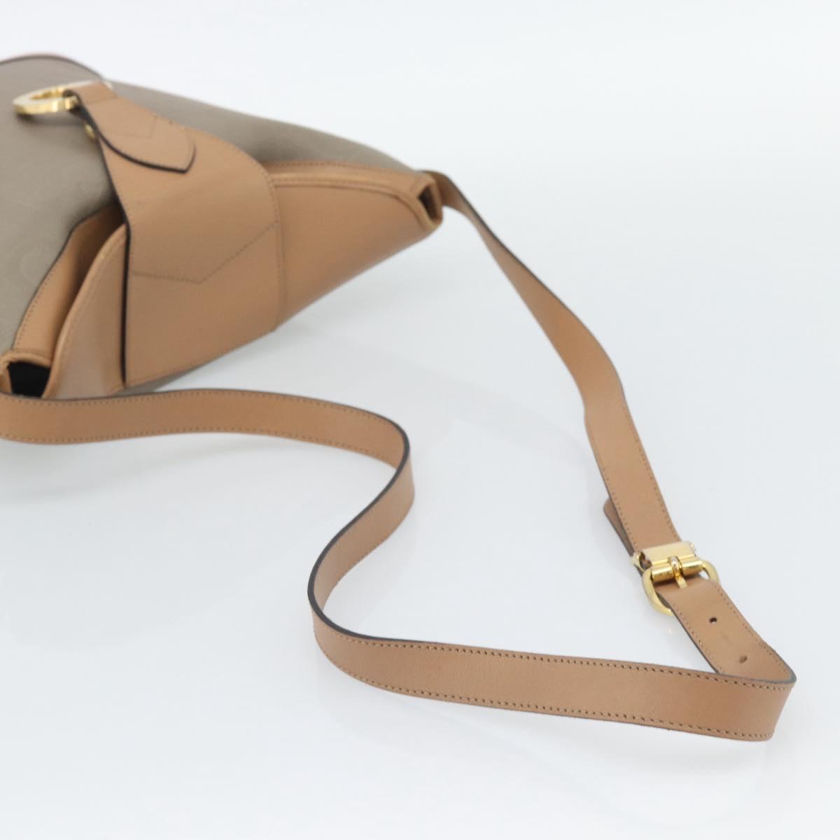 Christian Dior Shoulder Bag PVC Leather Beige Gold Tone Auth gh2327