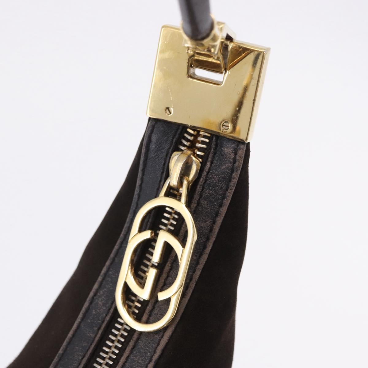 GUCCI Shoulder Bag Suede Brown Gold Tone 001 3814 Auth gh2328