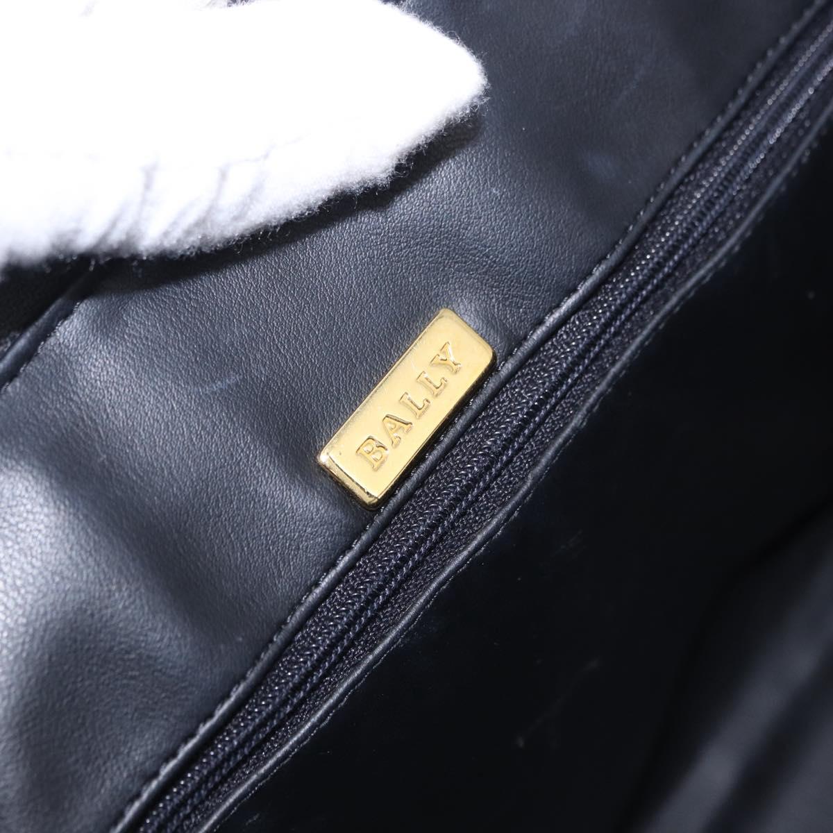 BALLY Hand Bag Leather Gray Gold Tone Auth gh2329