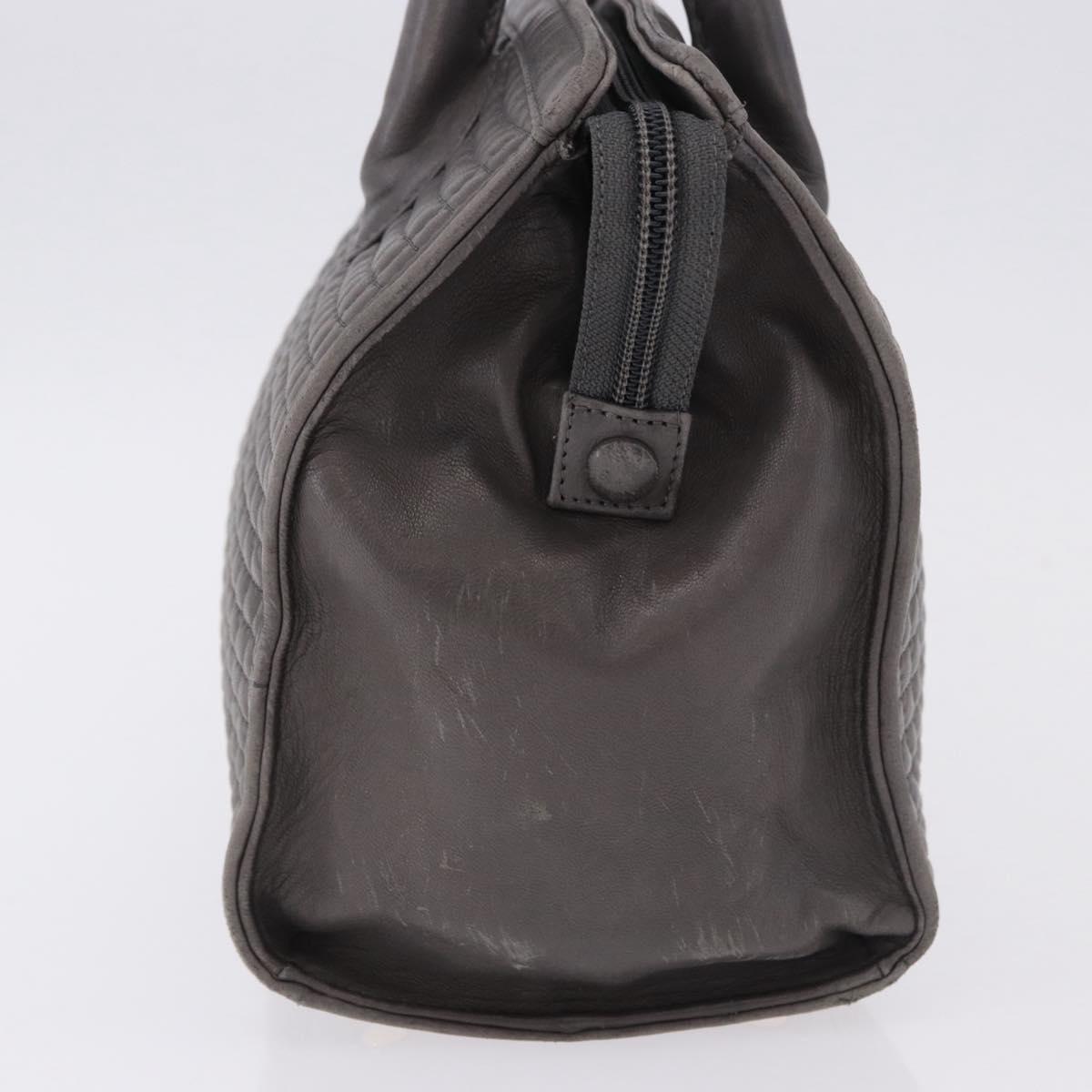 BALLY Hand Bag Leather Gray Gold Tone Auth gh2329