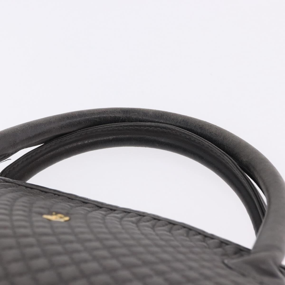 BALLY Hand Bag Leather Gray Gold Tone Auth gh2329