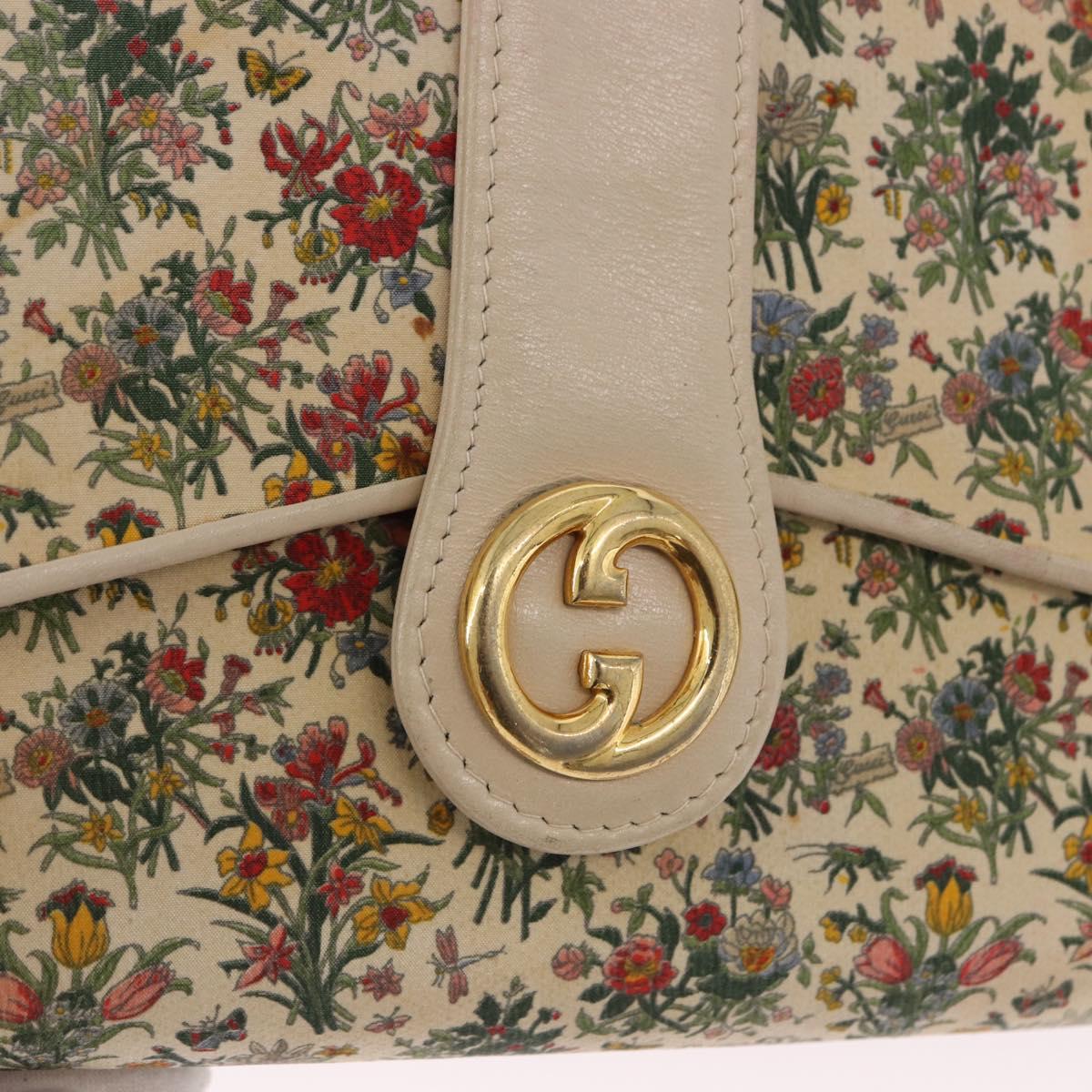 GUCCI Flora Chain Shoulder Bag Canvas Multicolor Gold Tone Auth gh2332