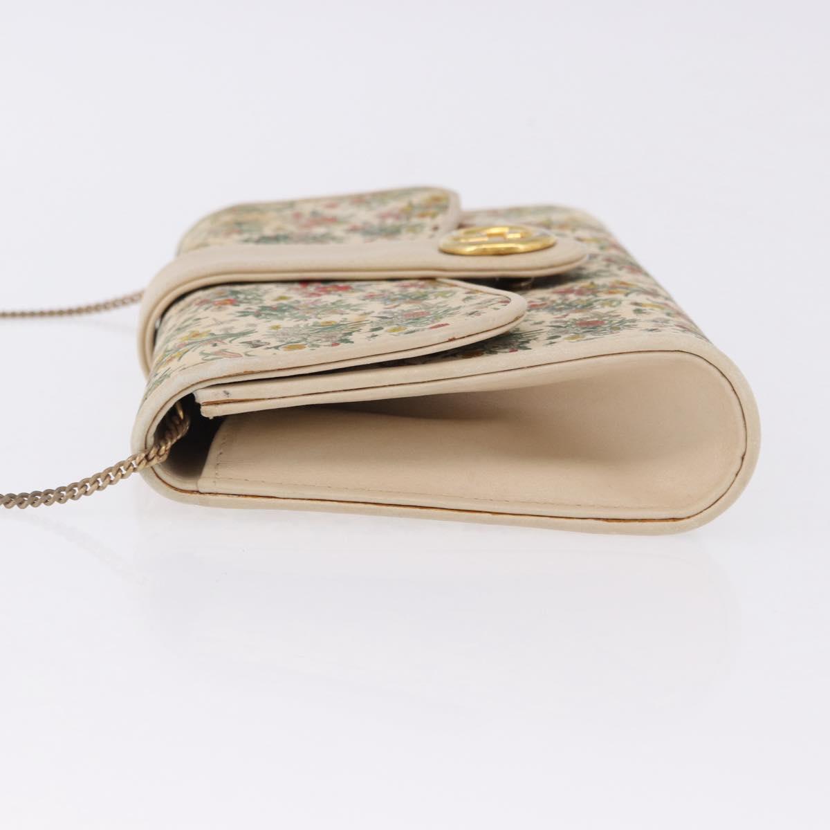 GUCCI Flora Chain Shoulder Bag Canvas Multicolor Gold Tone Auth gh2332