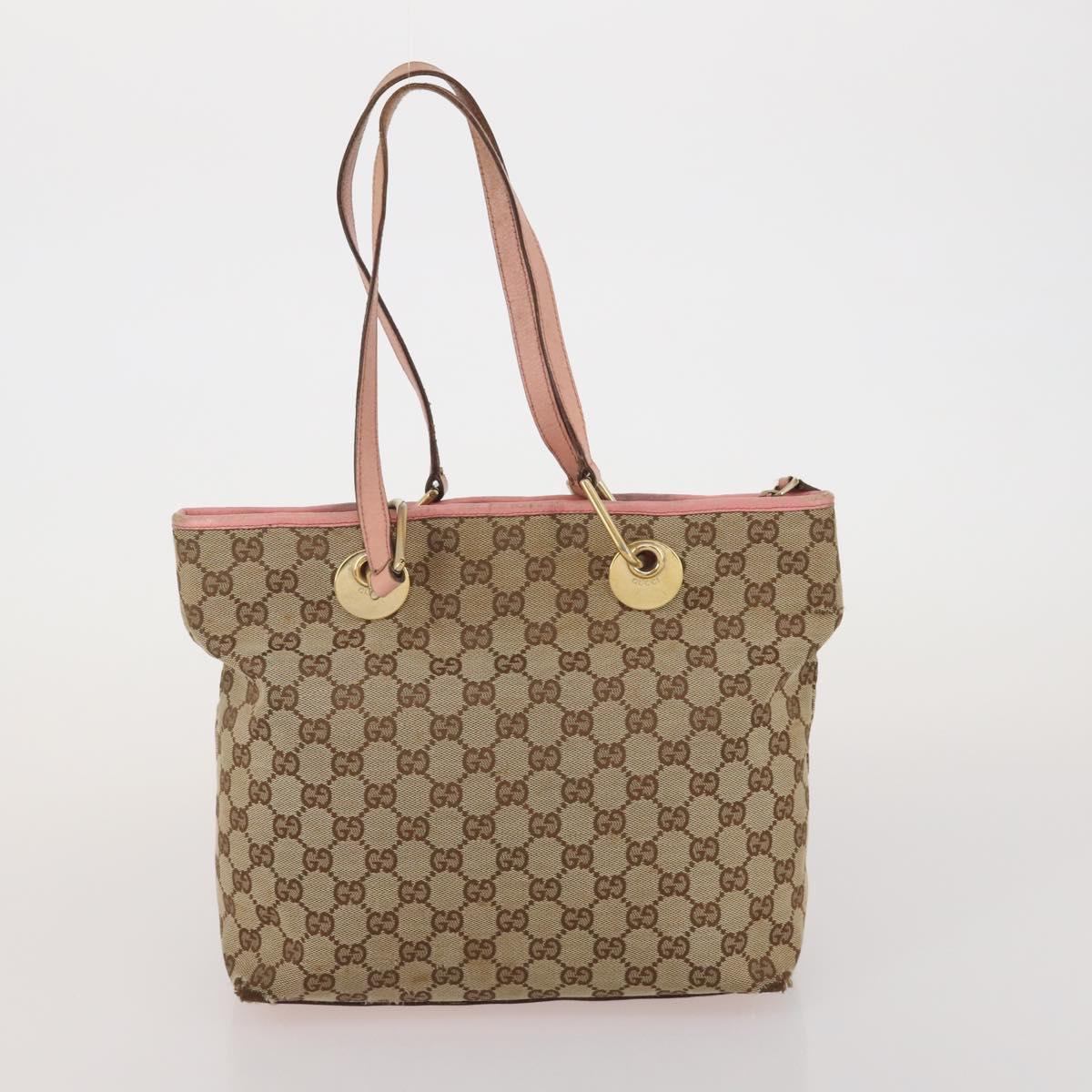GUCCI GG Canvas Shoulder Bag Hand Bag 3 Set Beige Pink Silver Auth gh2336