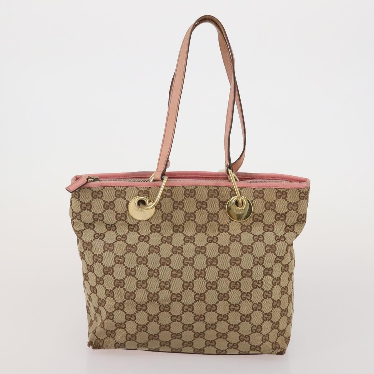 GUCCI GG Canvas Shoulder Bag Hand Bag 3 Set Beige Pink Silver Auth gh2336