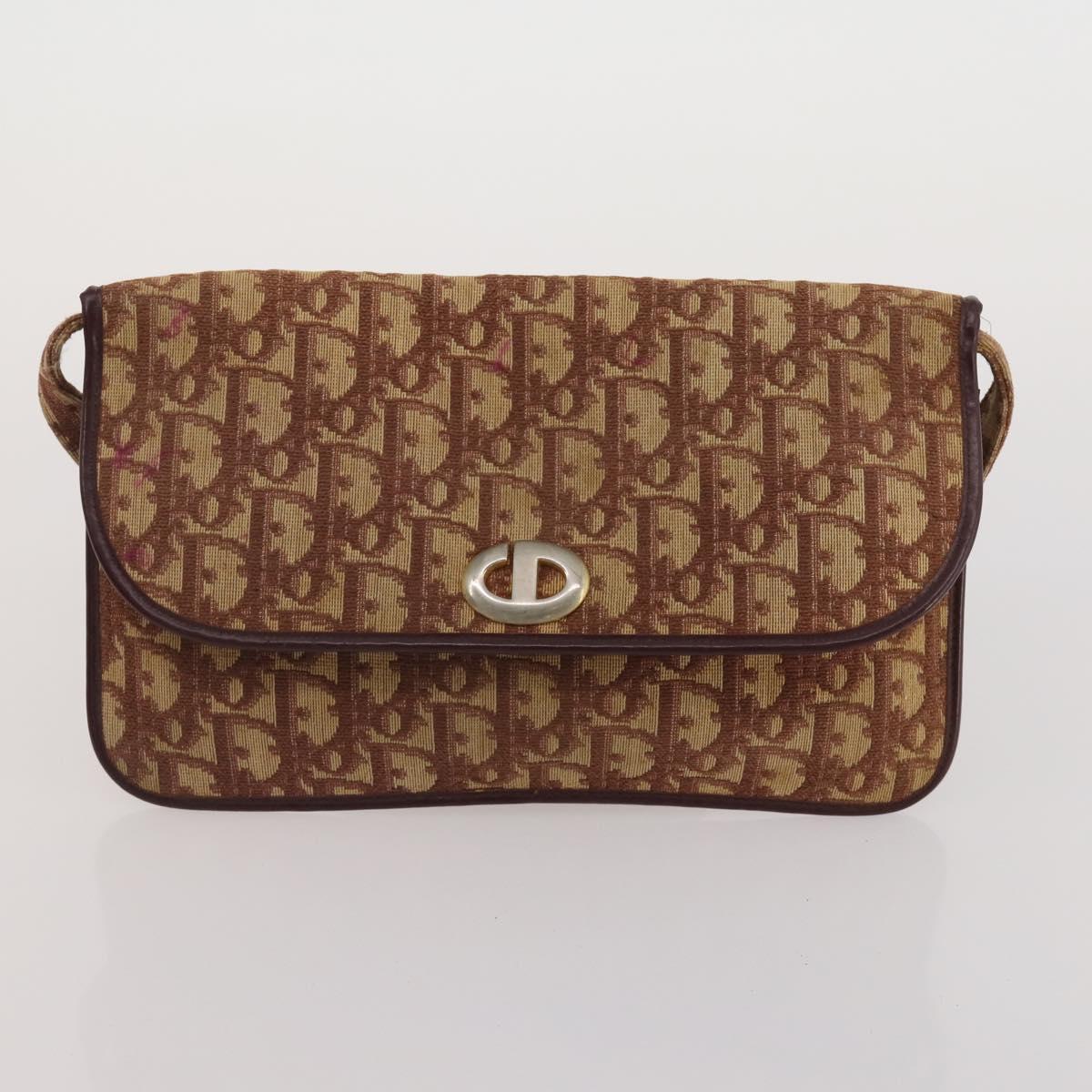 CELINE Dior Trotter Macadam Shoulder Bag Canvas PVC 2 Set Brown Red Auth gh2338