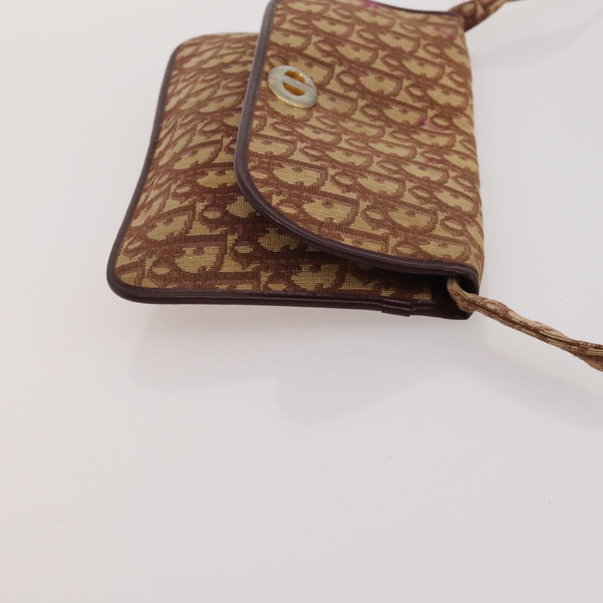 CELINE Dior Trotter Macadam Shoulder Bag Canvas PVC 2 Set Brown Red Auth gh2338