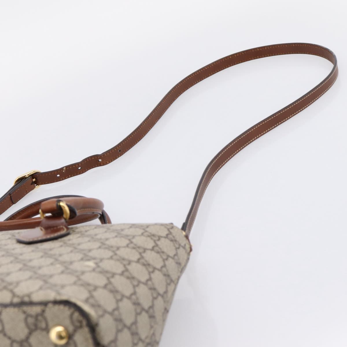 GUCCI GG Supreme Hand Bag PVC 2way Beige Gold Tone 409534 Auth gh2344