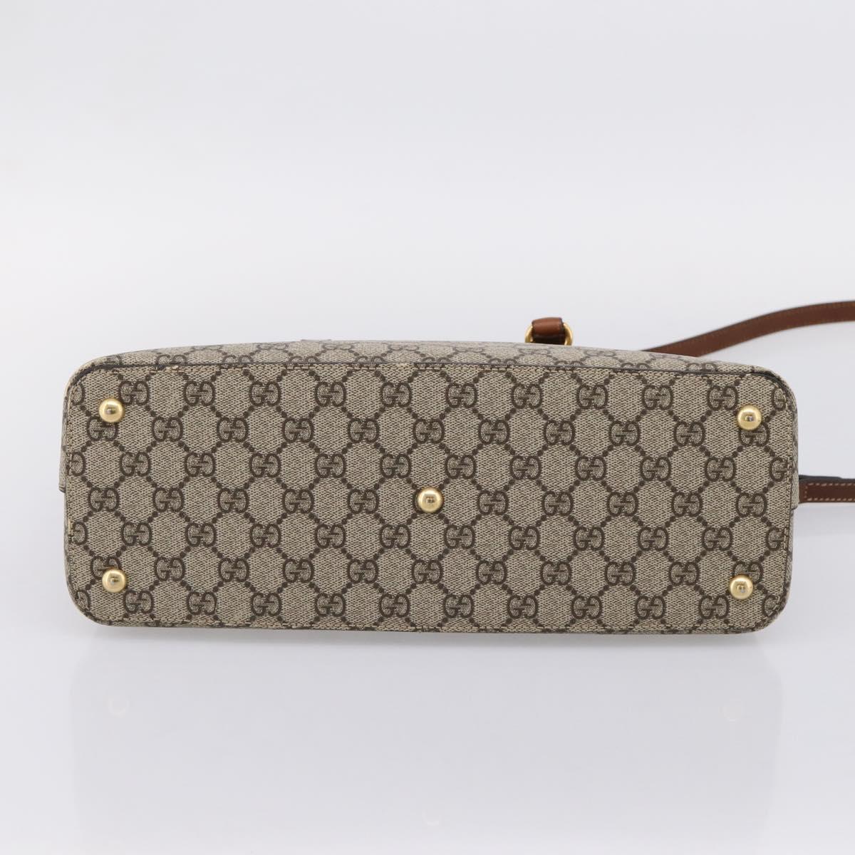 GUCCI GG Supreme Hand Bag PVC 2way Beige Gold Tone 409534 Auth gh2344