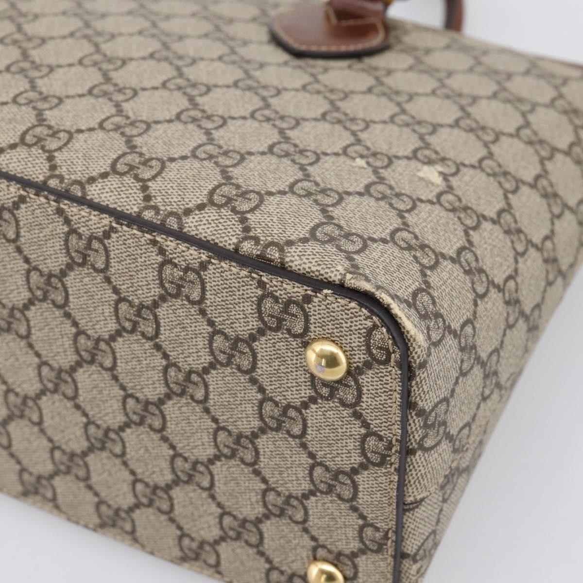 GUCCI GG Supreme Hand Bag PVC 2way Beige Gold Tone 409534 Auth gh2344