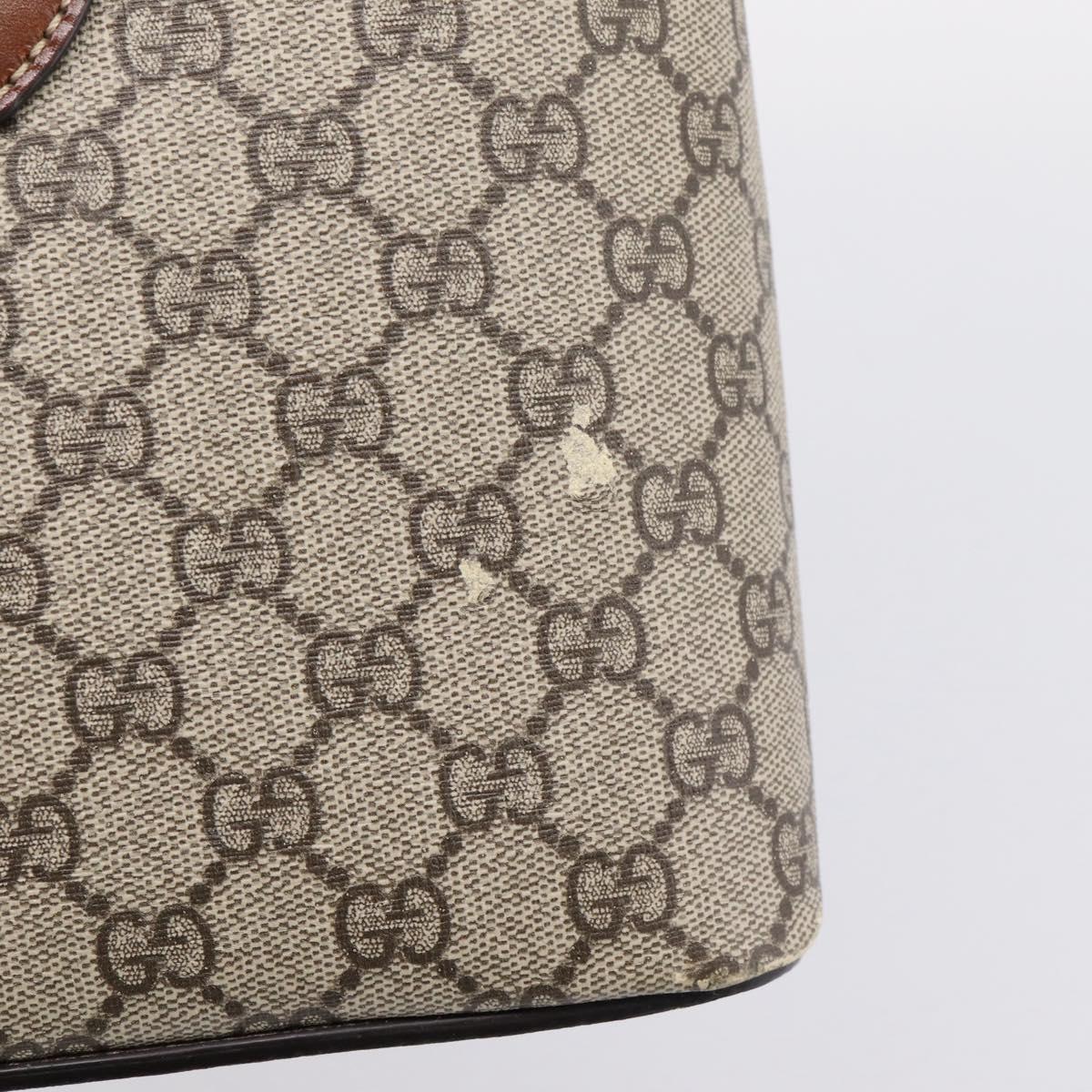 GUCCI GG Supreme Hand Bag PVC 2way Beige Gold Tone 409534 Auth gh2344