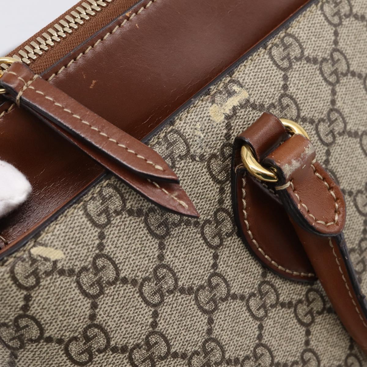GUCCI GG Supreme Hand Bag PVC 2way Beige Gold Tone 409534 Auth gh2344