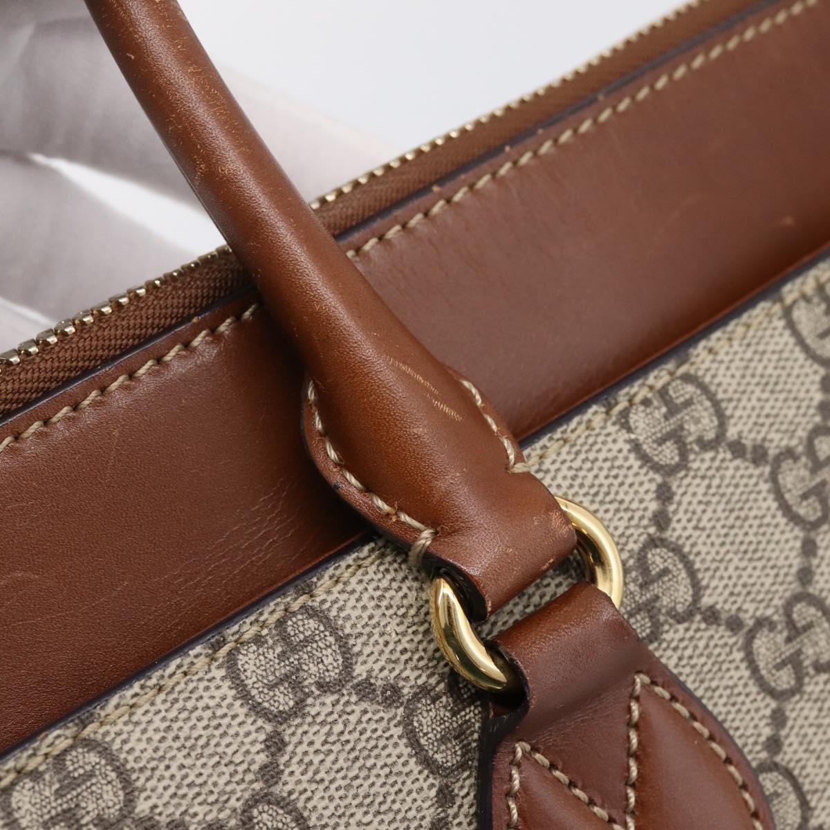 GUCCI GG Supreme Hand Bag PVC 2way Beige Gold Tone 409534 Auth gh2344