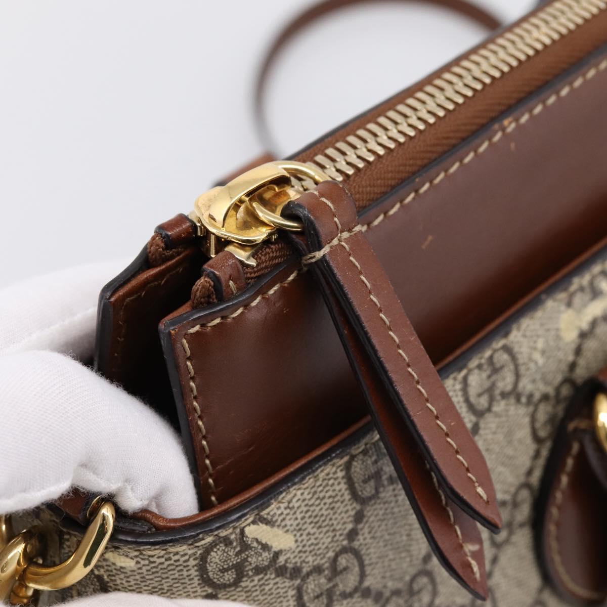 GUCCI GG Supreme Hand Bag PVC 2way Beige Gold Tone 409534 Auth gh2344