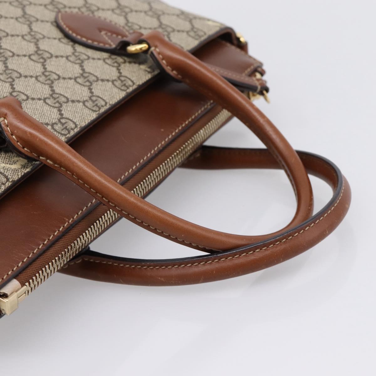 GUCCI GG Supreme Hand Bag PVC 2way Beige Gold Tone 409534 Auth gh2344