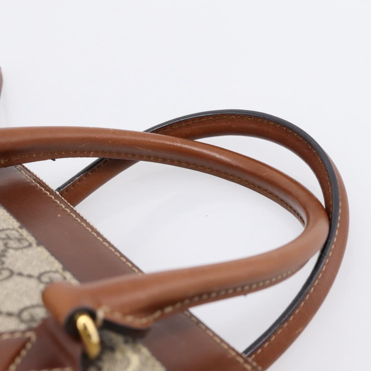 GUCCI GG Supreme Hand Bag PVC 2way Beige Gold Tone 409534 Auth gh2344