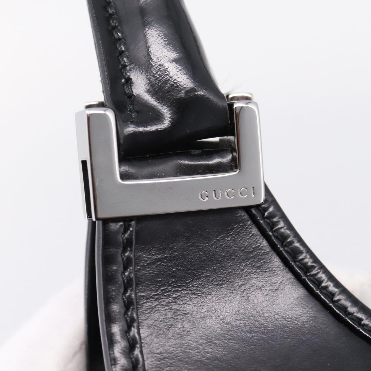 GUCCI Jackie Hand Bag Leather Black Silver 002 1067 Auth gh2346