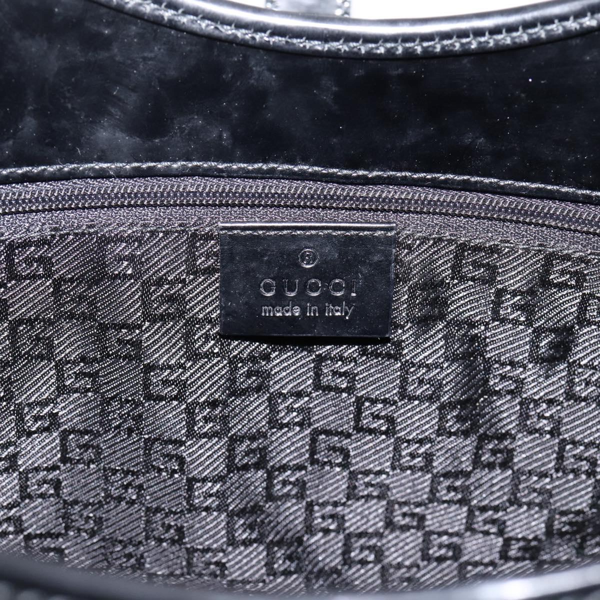 GUCCI Jackie Hand Bag Leather Black Silver 002 1067 Auth gh2346